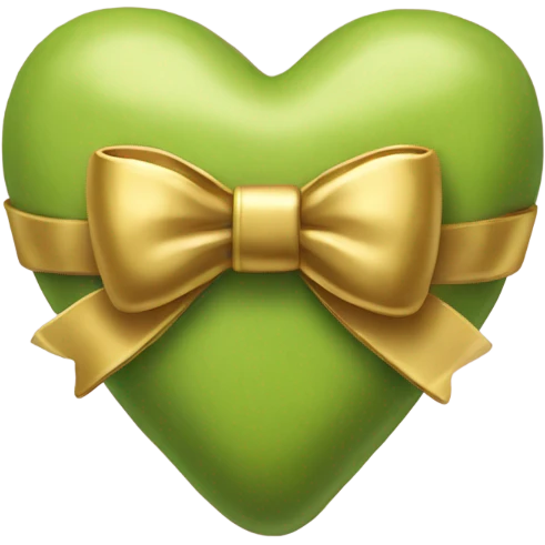 pistachio heart with gold bow emoji
