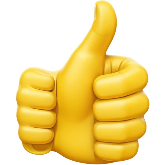 Use the original thumbs up emoji as a template, and create an image of a modified thumbs up where an exact copy but much smaller version of the large thumbs up, has its fingers wrapped around the large thumbs up emoji