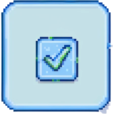 A Roblox-style checkmark icon, blue color, simple and clear, suitable for use in a game interface. emoji