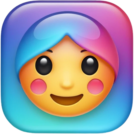 AI icon matte glass transcluscent playful colors emoji