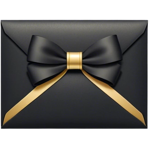 "An ornate black and gold envelope sealed with a delicate black ribbon bow and a small golden embellishment, evoking a sense of mystery and luxury." emoji