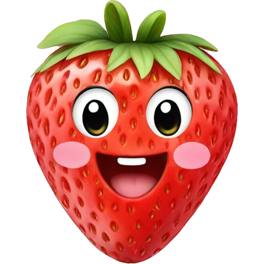 bunny shaped strawberry with cute smile emoji
