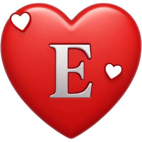 Small broken heart emojis around the letter E emoji