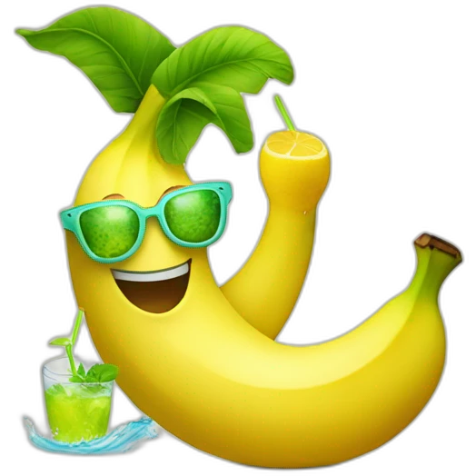 banana surfing with a mojito in his hand emoji