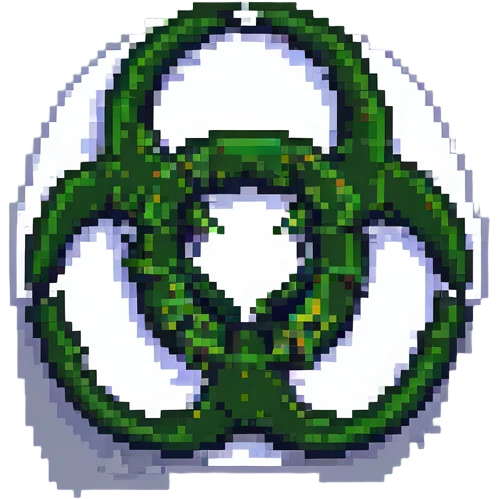 biohazard symbol, pixel art style emoji