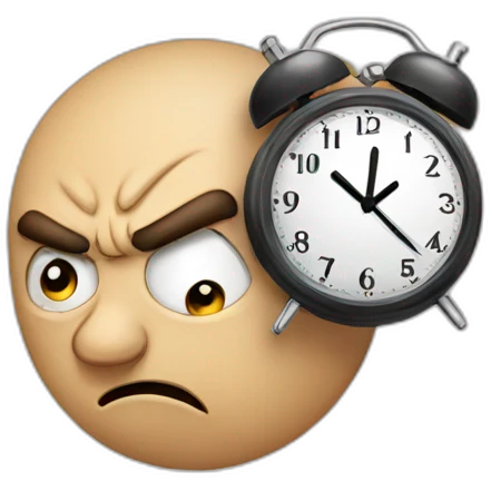 Angry looking at clock emoji