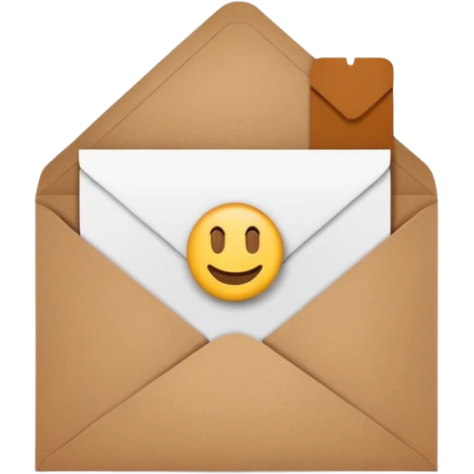 blank greeting card open with brown envelope next to it emoji