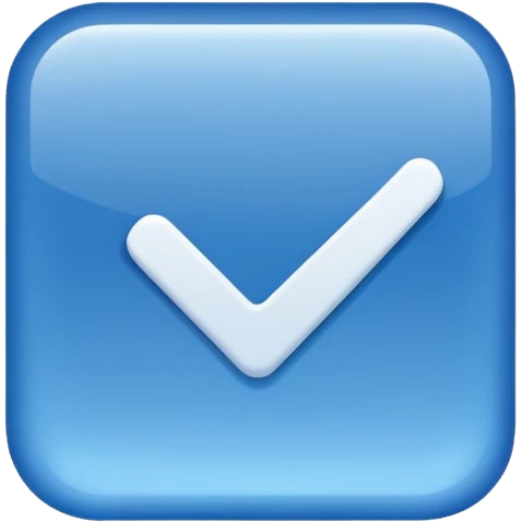 Blue square with a white tick emoji