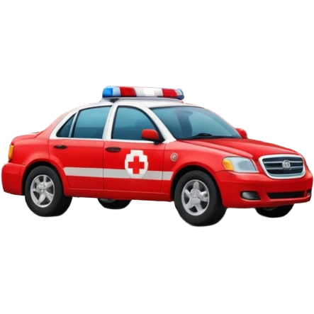 Emergency Medical Services department building with Emergency Medical Services car near emoji