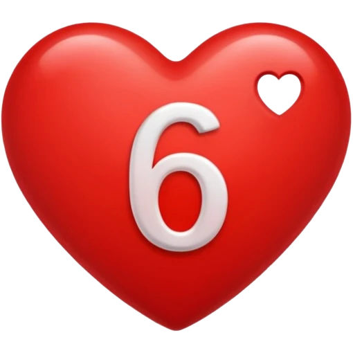 Red heart with 6 in it emoji