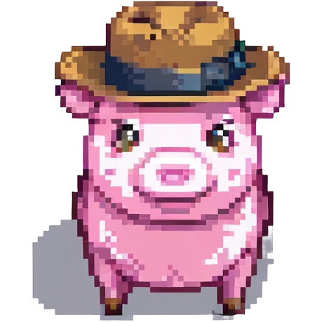 pig wearing a fedora emoji
