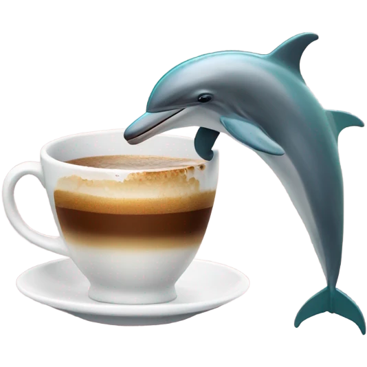 two dolphins drinking coffee and kissing a drunk cat emoji