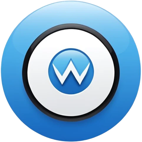 a logo of a club called wish fc blue and white and black emoji