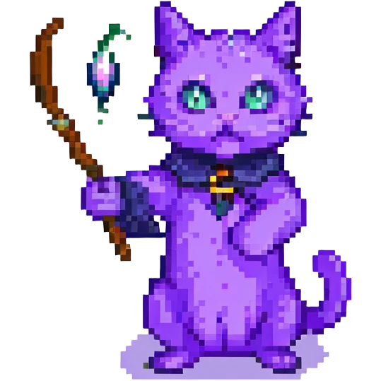 purple cat casting a spell emoji