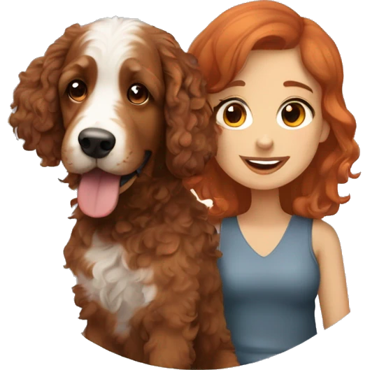 redhead girl with merle bernedoodle emoji