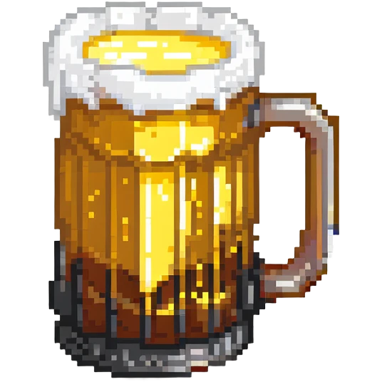 Pixel art beer mug with golden liquid and white foam emoji