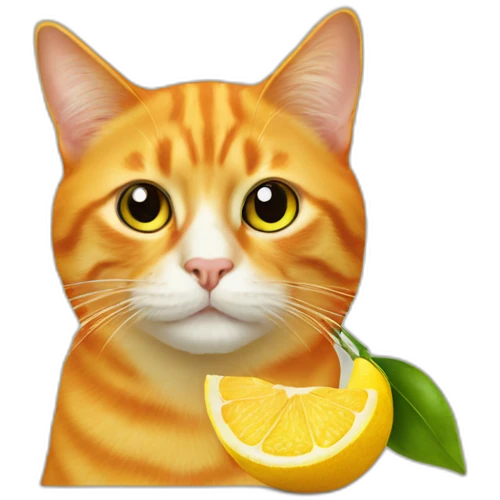 orange cat over a lemon emoji