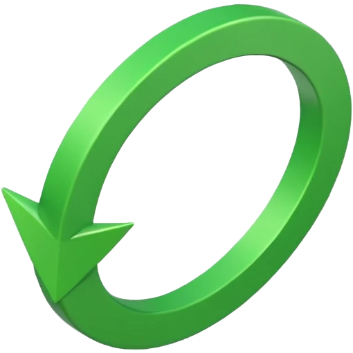 minimal green circular arrow pointing upward, curved like a cycle, flat emoji icon style, centered emoji