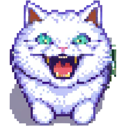 cat with a big tooth emoji