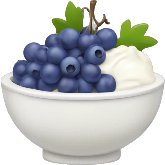 yoghurt bowl with grapes and blueberries emoji