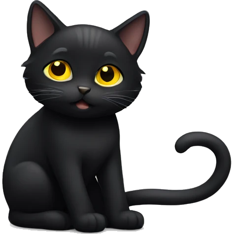 Black cute cat with yellow eyes emoji