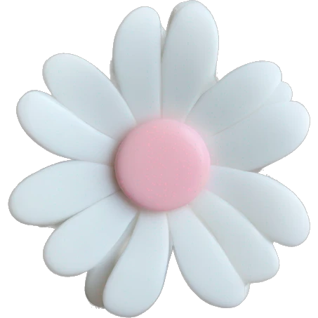 White trendy flower hair clip whith soft pink in the middle emoji