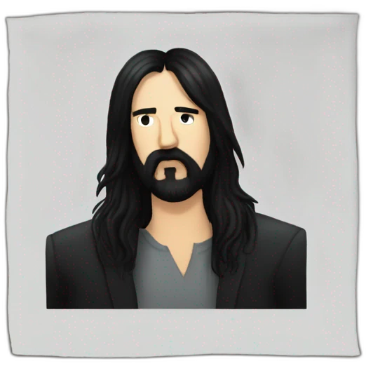 Krist Novoselic with long black hair and a black beard emoji