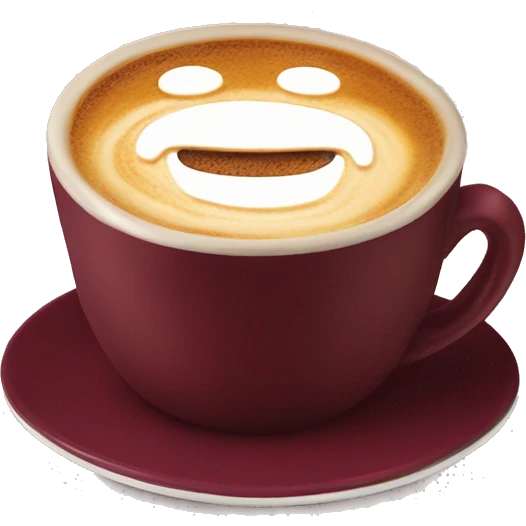 cappuccino in a burgundy mug with saucer emoji