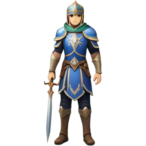 An icon featuring a hero with a closed visor, standing in a majestic, mystical landscape, inspired by RPGs like Elden Ring. The design includes a stunning, ethereal background with towering castles and distant mountains, symbolizing the adventure and mystery. Transparent background emoji