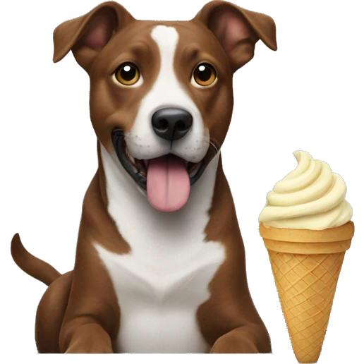 Dog eating ice cream on couch emoji