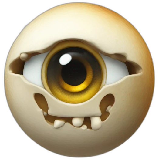 3d sphere with a cartoon Mooshroom skin texture with Eye of Horus emoji
