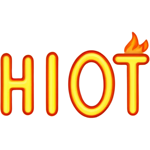 Neon signboard word "hot" emoji