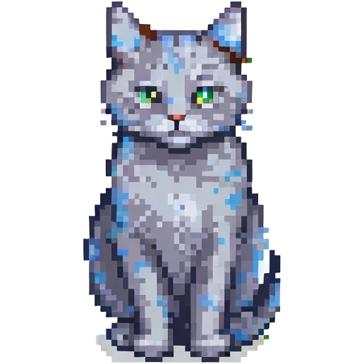 playful gray cat pixel art emoji