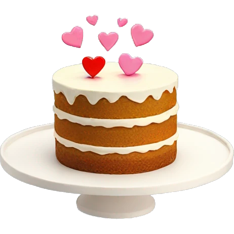 Small Naked cake with 2 hearts on top emoji