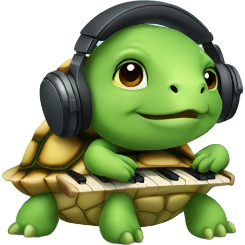turtle cute listening to music emoji