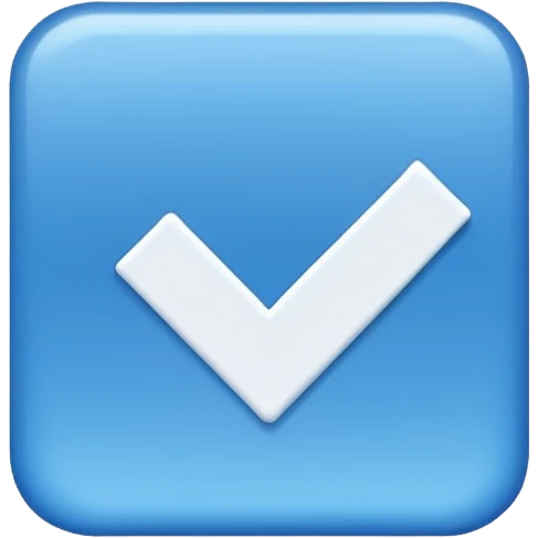 Un cuadrado azul con una palomita emoji