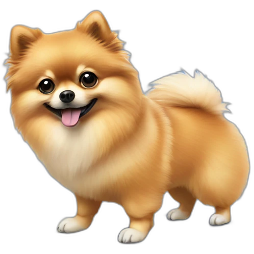 a pomeranian on a snowboard emoji