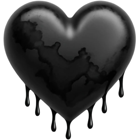 black ink blob heart emoji with ink streaks, isolated on white background, grunge, like pen stroke emoji