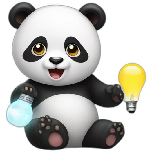 panda with electric light bulb emoji