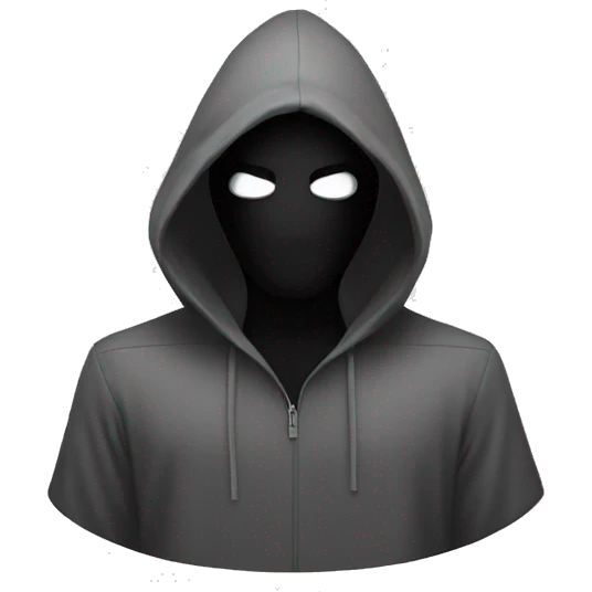 grayscale black mysterious masked hooded man emoji