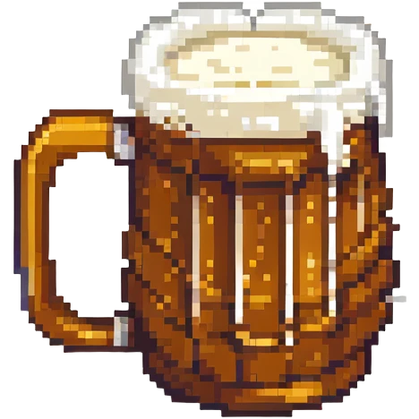 classic beer mug with frothy foam pixel art style emoji