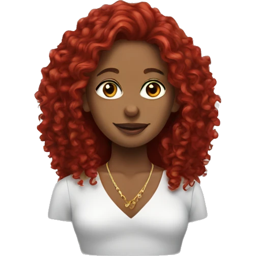 long hair,red curly,woman,Black,Earrings emoji