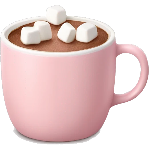 Light Pink mug of hot chocolate with marshmallows  emoji