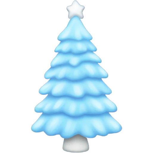 Light blue Christmas tree covered in snow emoji