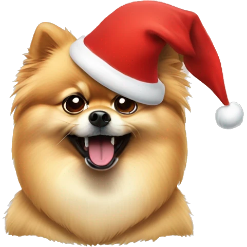 angry pomeranian in christmas hat emoji