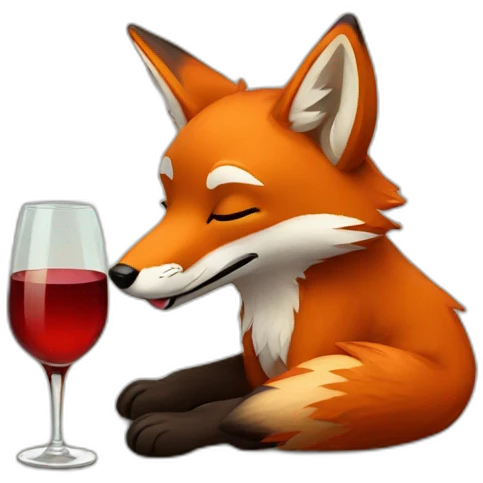 Fox drinking wine emoji