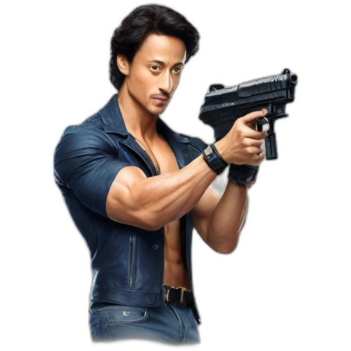 tiger shroff with gun emoji