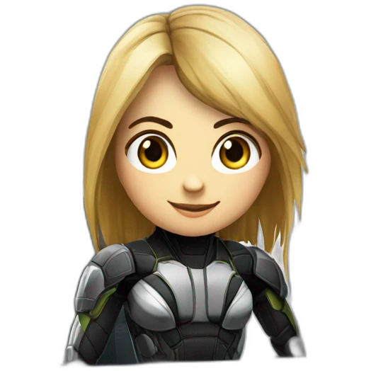 Girl developer behind his laptop with this style : Crytek Crysis Video game with nanosuit character hacker themed character emoji