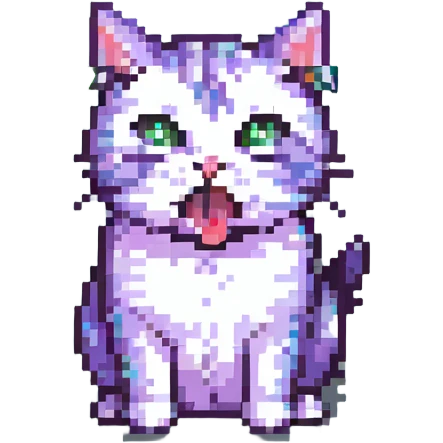 chat qui tire la langue, l'air moqueur, style pixel art emoji
