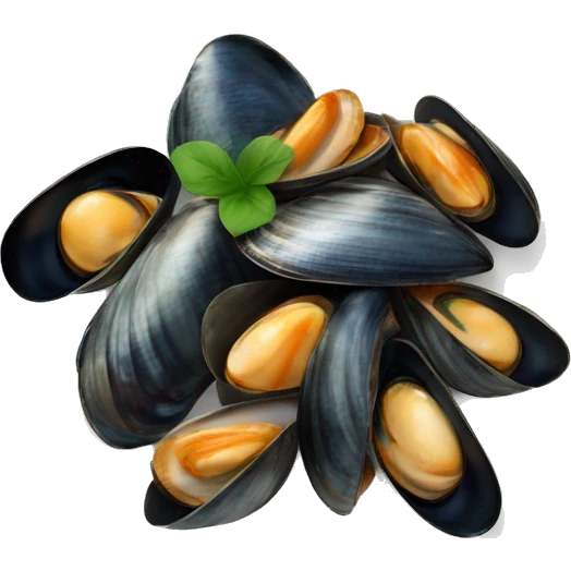 A cute plate with mussels on it emoji